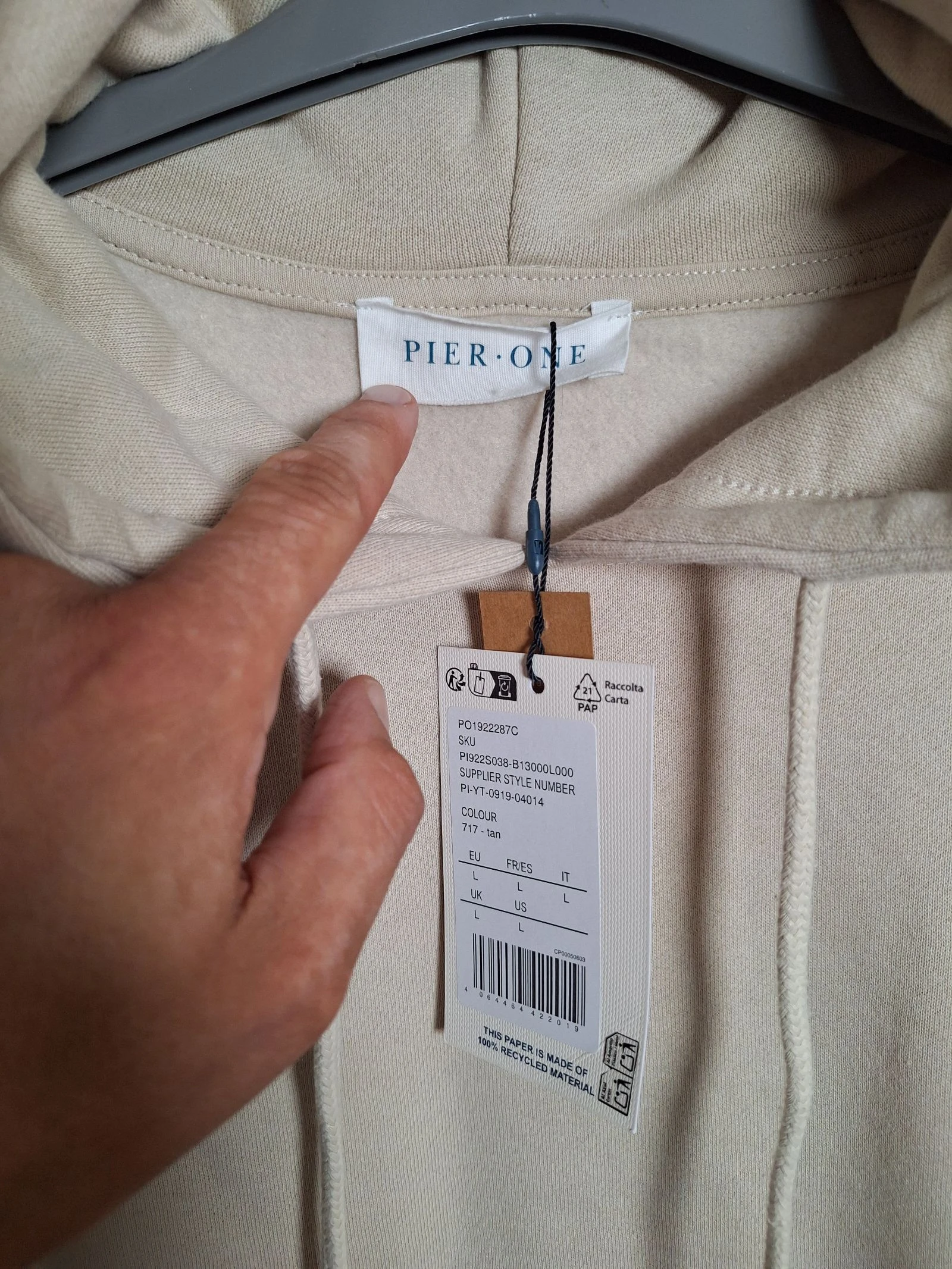Moletom com capuz Pier One bege tamanho G novo com etiqueta – photo 4